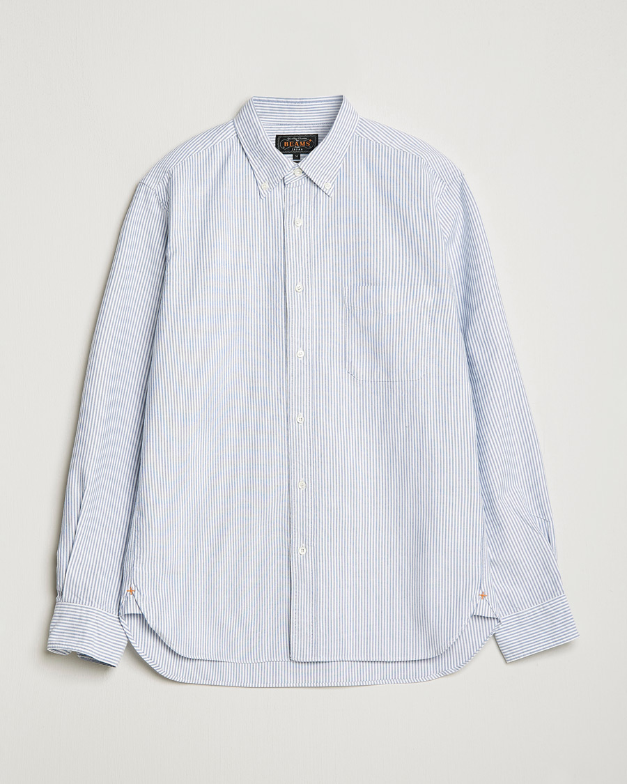 Herr | Oxfordskjortor | BEAMS PLUS | Oxford Button Down Shirt Light Blue Stripe