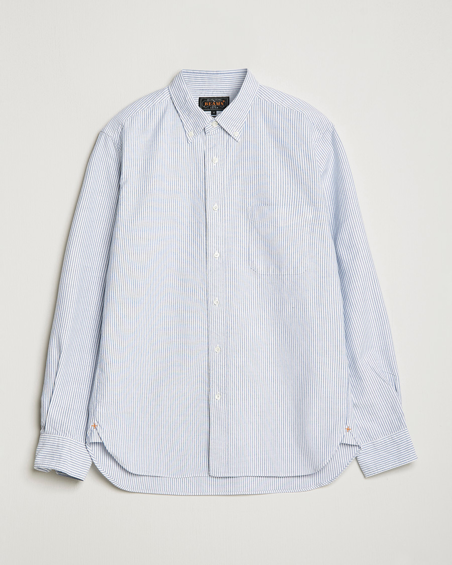 Herr | Skjortor | BEAMS PLUS | Oxford Button Down Shirt Blue Stripe