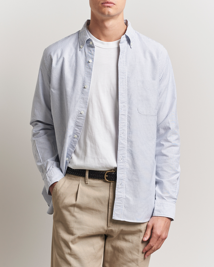 Herr | Kläder | BEAMS PLUS | Oxford Button Down Shirt Blue Stripe