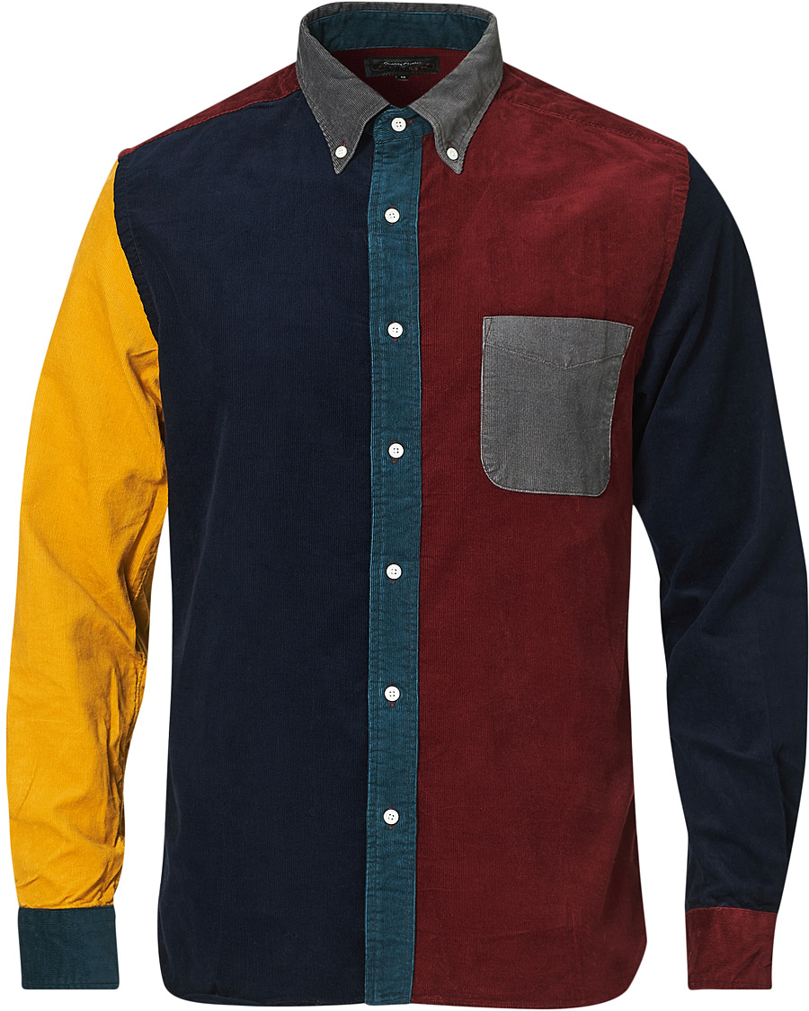 Herr | Skjortor | BEAMS PLUS | Corduroy Patchwork Button Down Shirt Grey