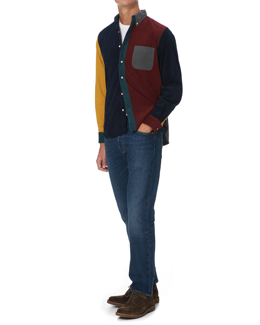 Herr | Skjortor | BEAMS PLUS | Corduroy Patchwork Button Down Shirt Grey
