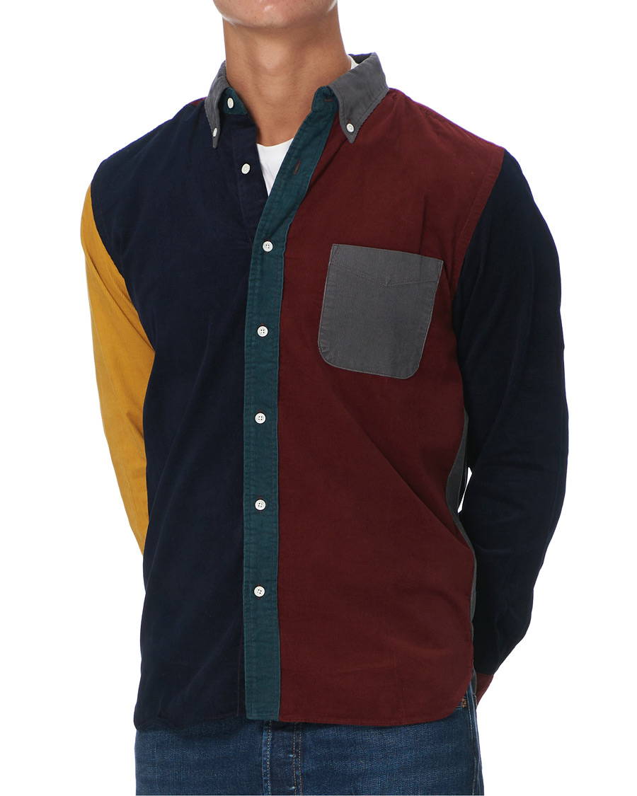 Herr | Skjortor | BEAMS PLUS | Corduroy Patchwork Button Down Shirt Grey