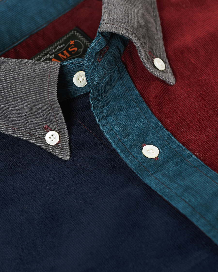 Herr | Skjortor | BEAMS PLUS | Corduroy Patchwork Button Down Shirt Grey