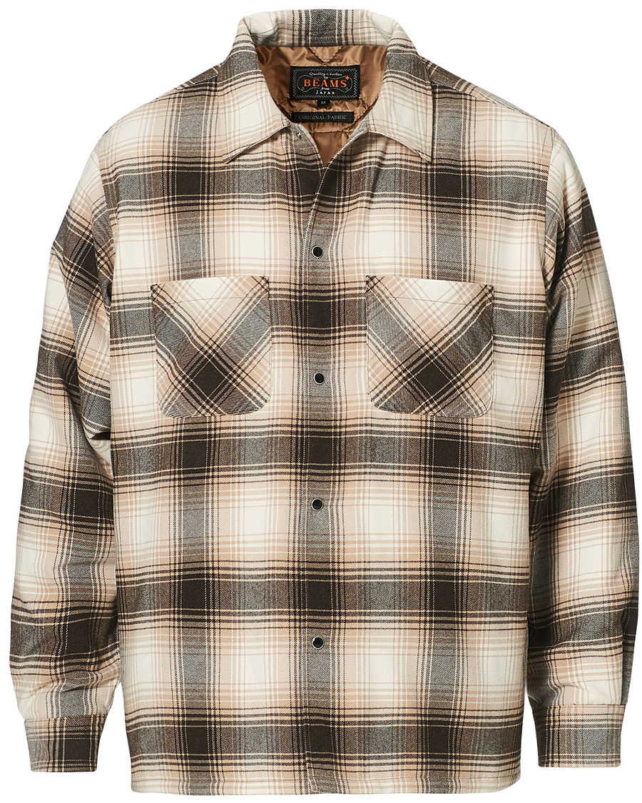 Herr | Jackor | BEAMS PLUS | Quilted Open Collar Jacket Brown Check