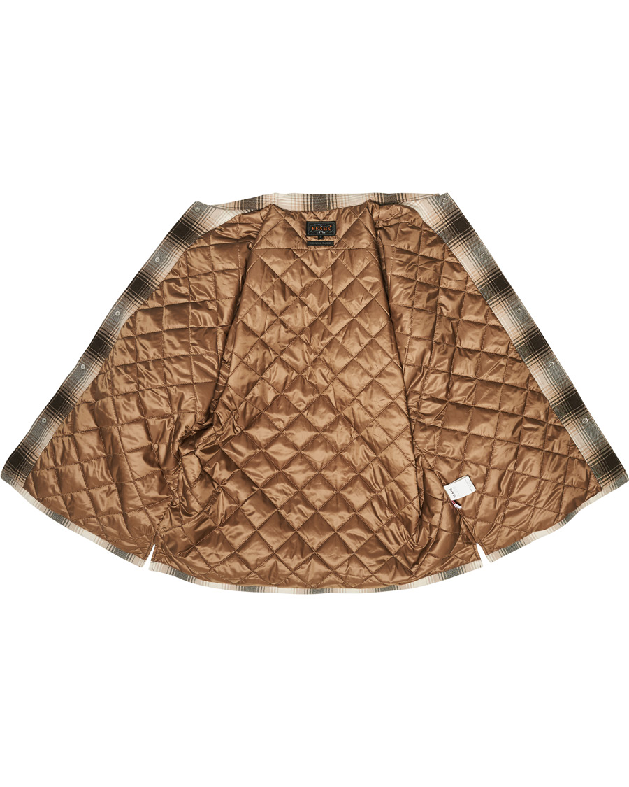Herr | Jackor | BEAMS PLUS | Quilted Open Collar Jacket Brown Check