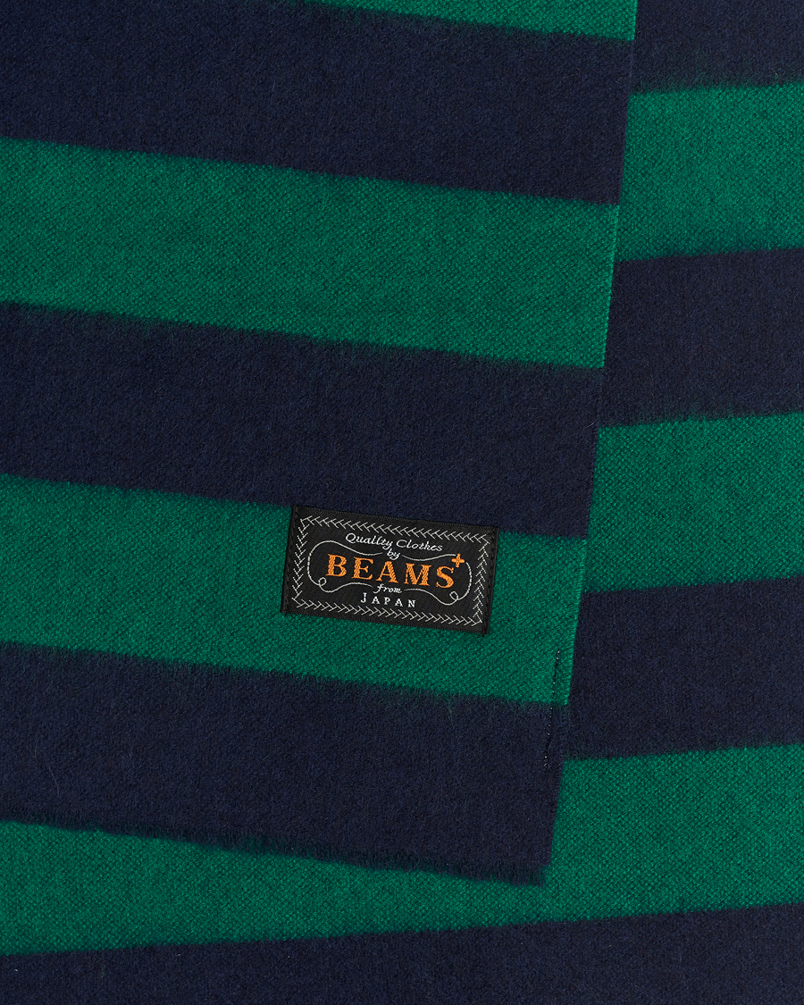 Herr | BEAMS PLUS Cashmere Stripe Scarf Green/Navy | BEAMS PLUS | Cashmere Stripe Scarf Green/Navy
