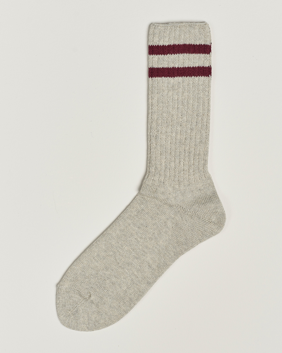 Herr | Underkläder | BEAMS PLUS | Schoolboy Socks Grey/Burgundy