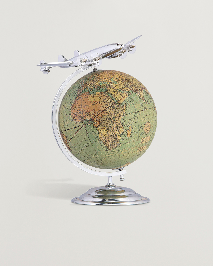 Herr | Dekoration | Authentic Models | On Top Of The World Globe and Plane Silver