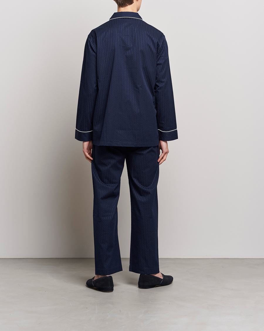 Herr | Loungewear | Derek Rose | Royal Piped Cotton Pyjama Set Navy