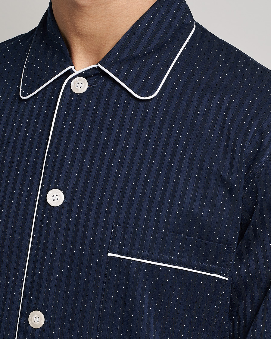 Herr | Pyjamas & Morgonrockar | Derek Rose | Royal Piped Cotton Pyjama Set Navy
