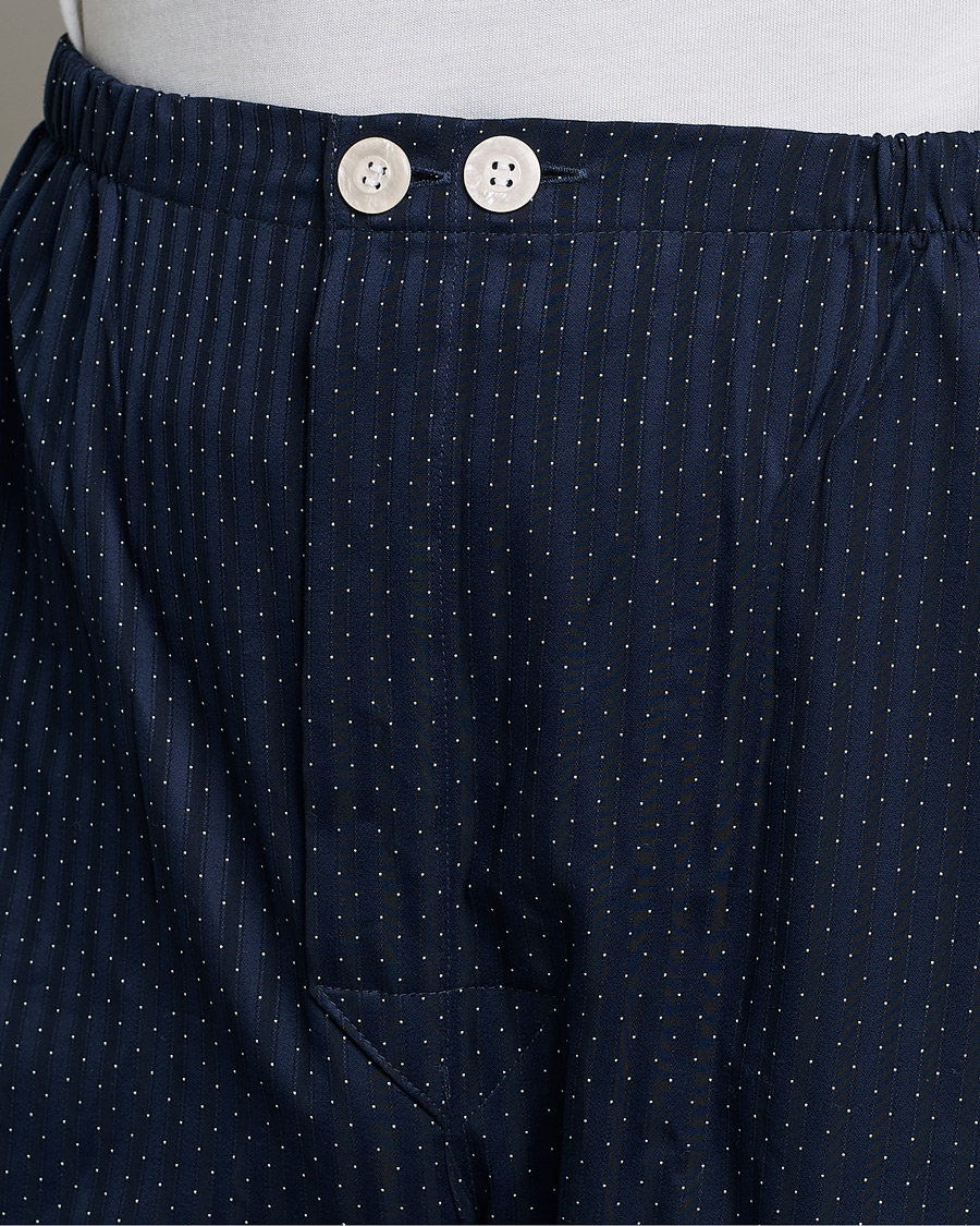 Herr | Pyjamas & Morgonrockar | Derek Rose | Royal Piped Cotton Pyjama Set Navy