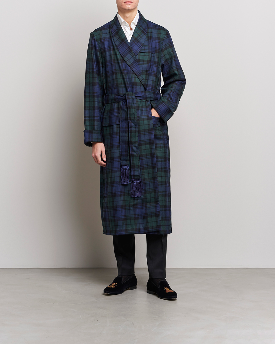 Herr | Pyjamas & Morgonrockar | Derek Rose | Wool Tartan Dressing Gown Blackwatch