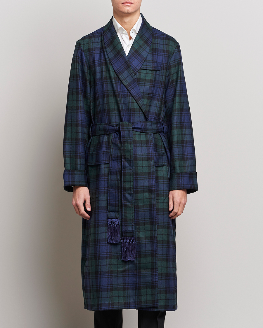 Herr | Pyjamas & Morgonrockar | Derek Rose | Wool Tartan Dressing Gown Blackwatch