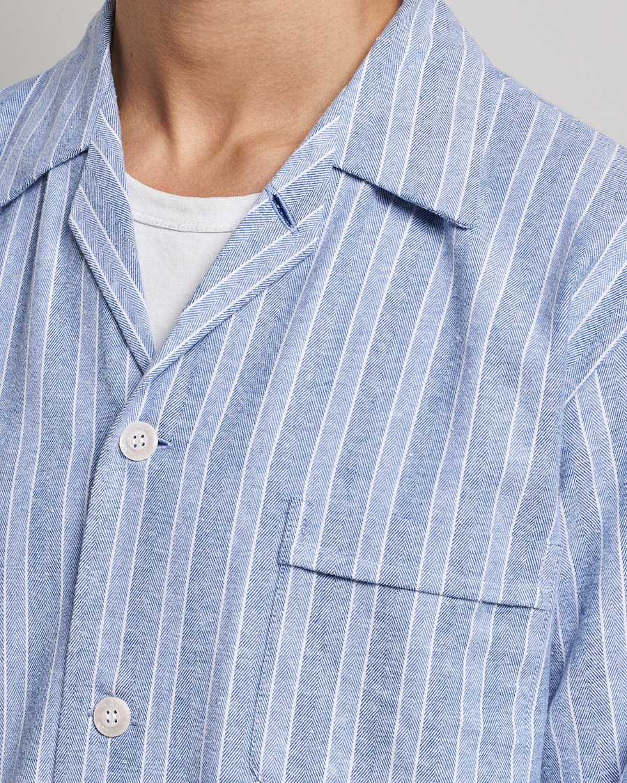 Herr | Pyjamas & Morgonrockar | Derek Rose | Brushed Cotton Flannel Striped Pyjama Set Blue