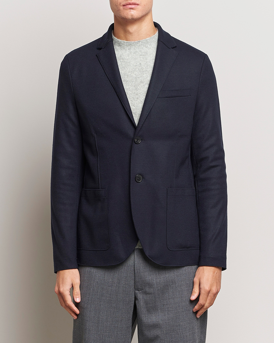 Herr | Kavajer | Harris Wharf London | Two Button Vented Superfine Merino Blazer Navy