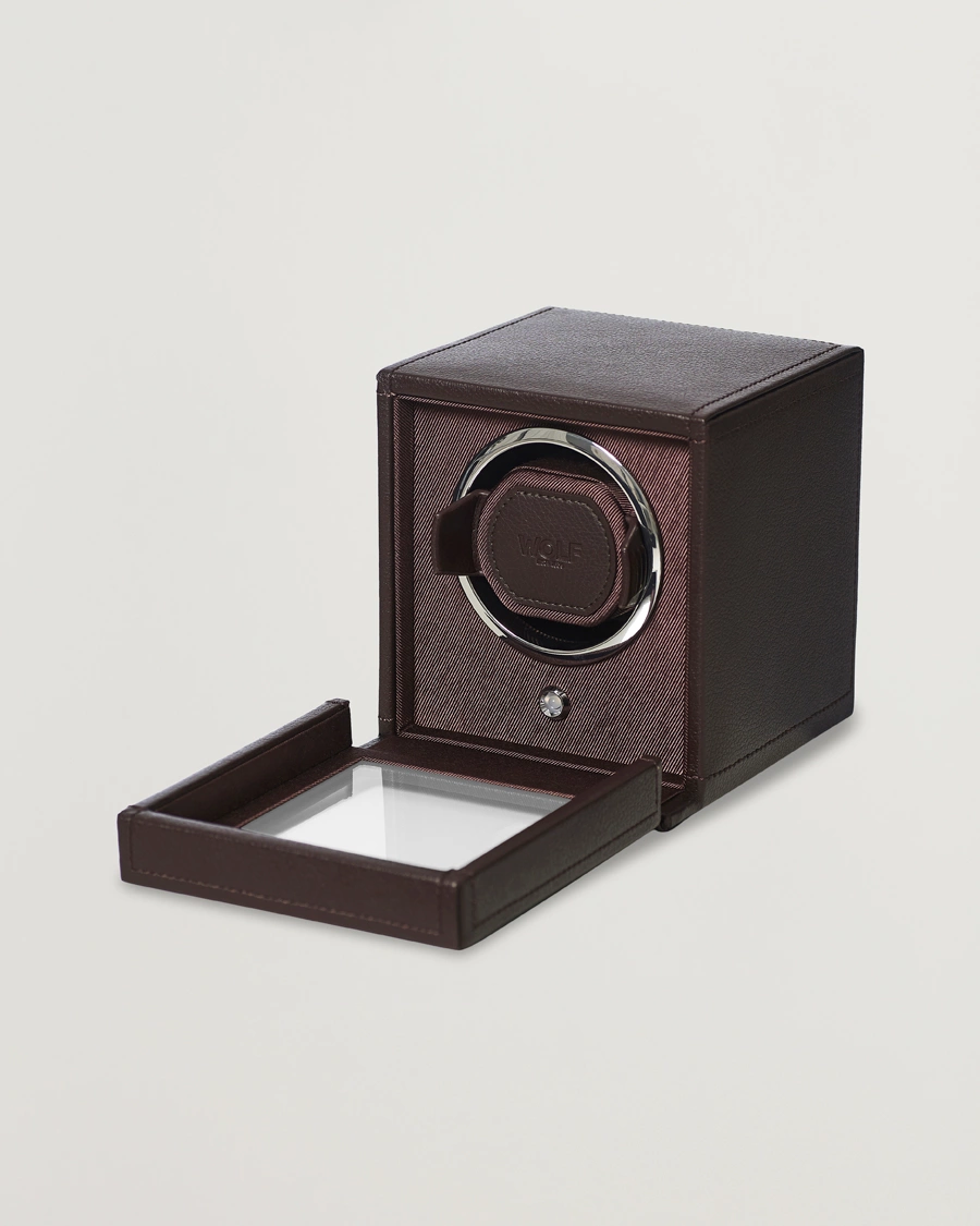 Herr | Klock- & smyckesetuin | WOLF | Cub Single Winder With Cover Dark Brown