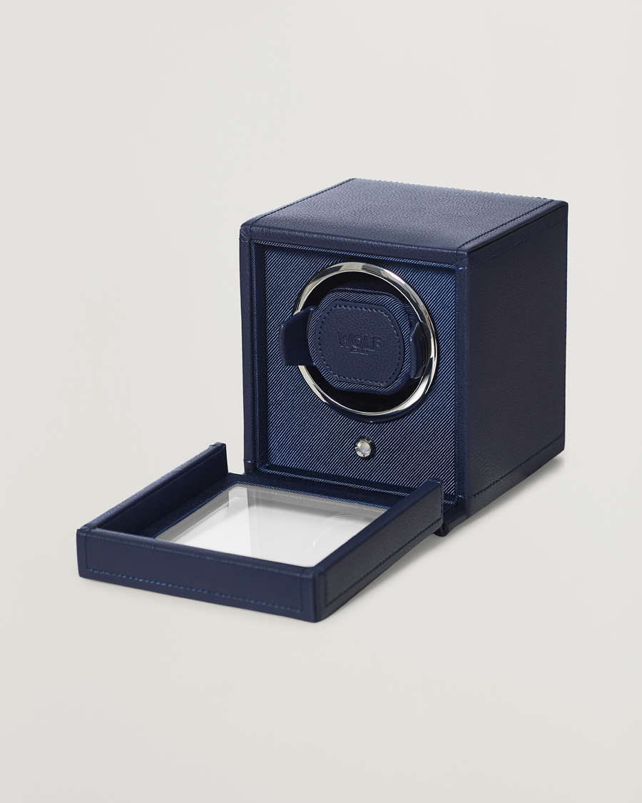 Herr | Klock- & smyckesetuin | WOLF | WOLFCub Single Watch Winder With CoverNavy