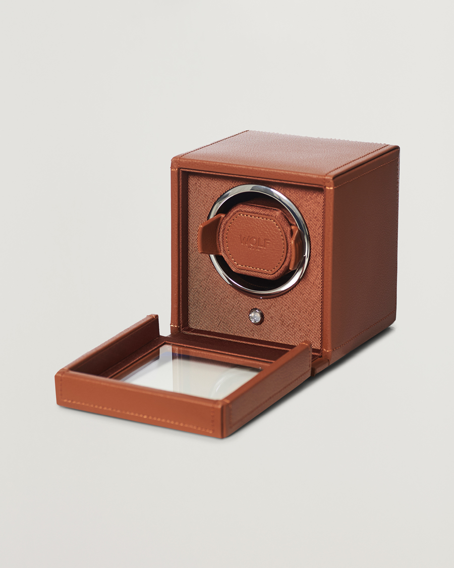 Herr | Klockförvaring | WOLF | Cub Single Winder With Cover Cognac