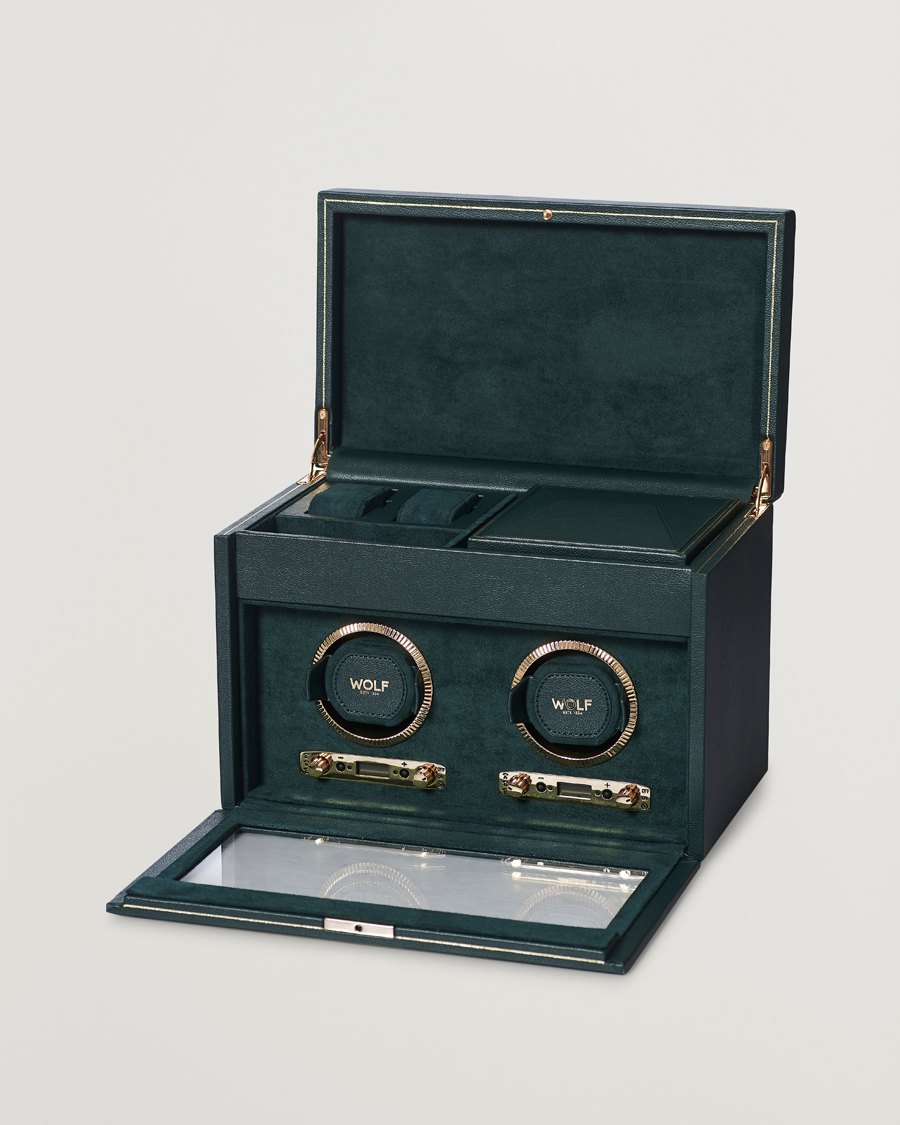 Herr | WOLF British Racing Green Double Watch Winder | WOLF | British Racing Green Double Watch Winder
