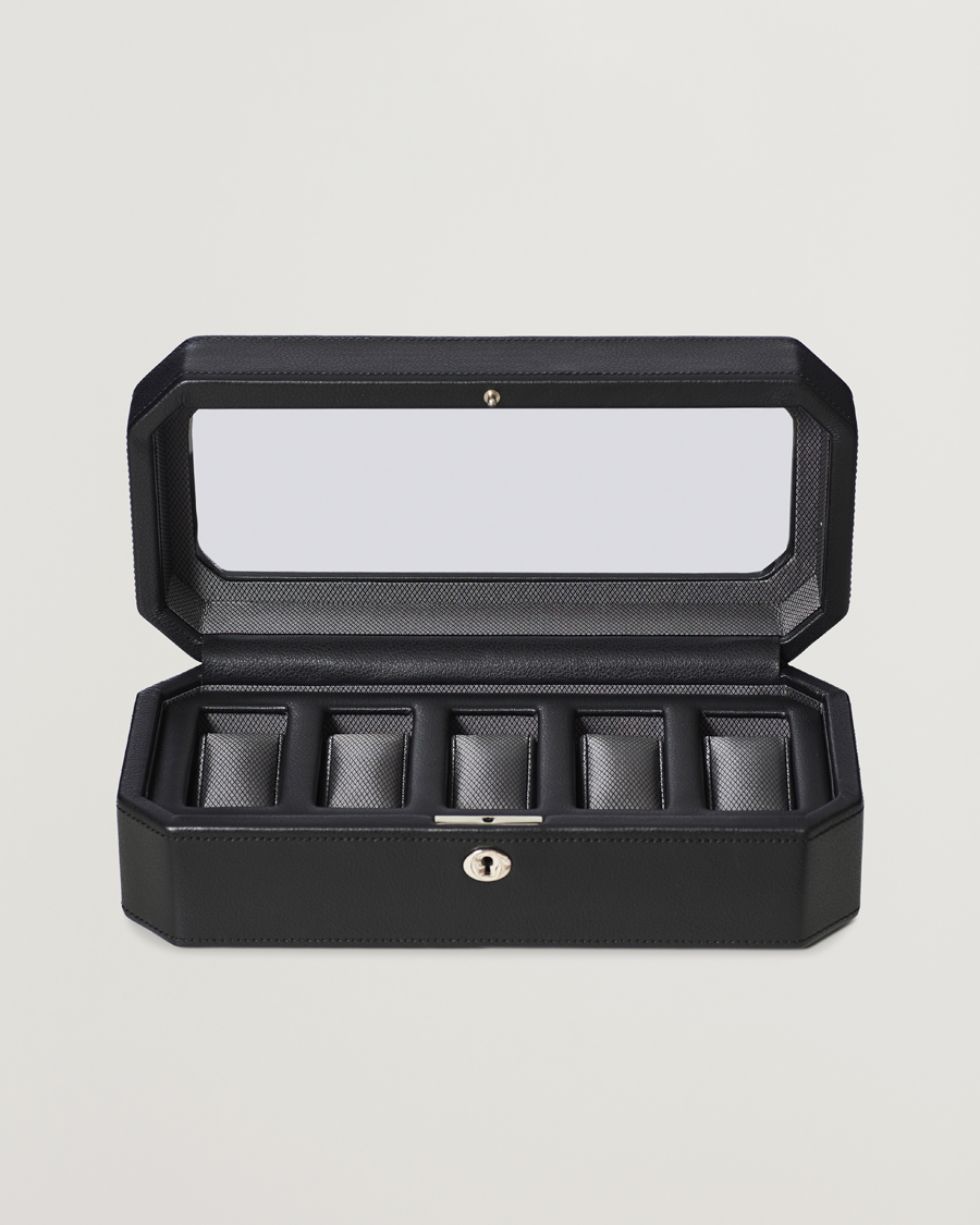 Herr | Klock- & smyckesetuin | WOLF | Windsor 5 Piece Watch Box Black/Grey