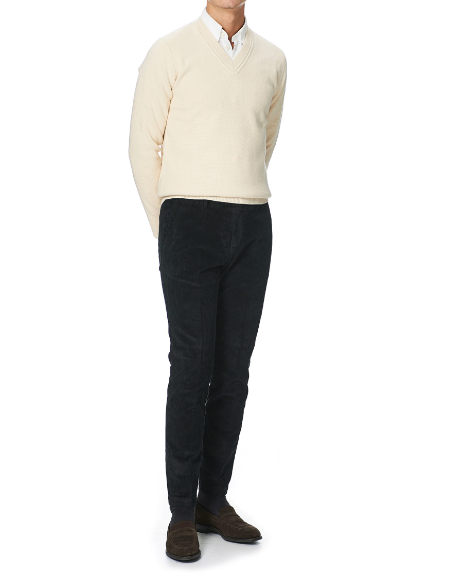 Herr | Byxor | Briglia 1949 | Slim Fit Corduroy Trousers Black