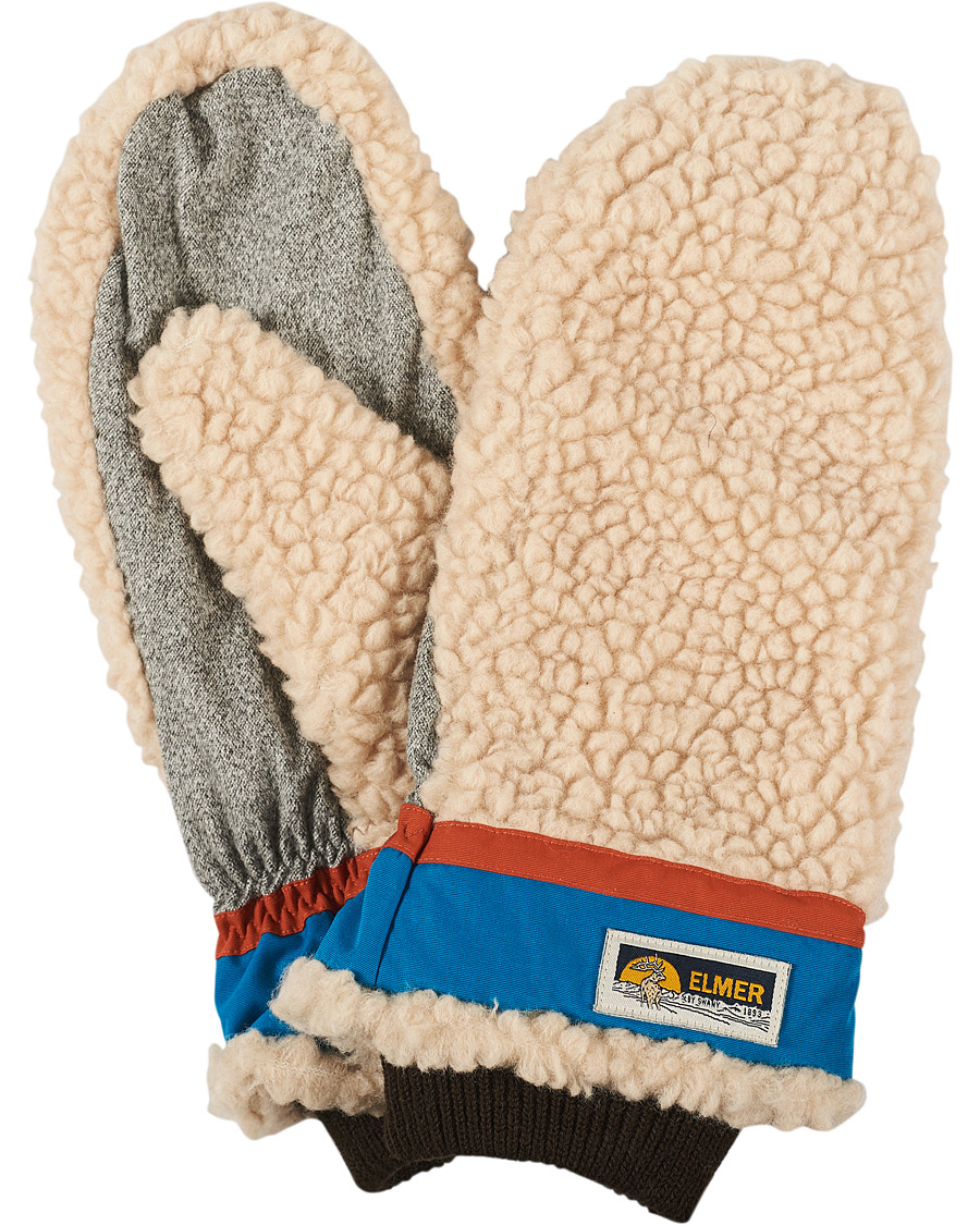 Herr | Elmer by Swany Miyo Wool Teddy Mittens Beige/Blue | Elmer by Swany | Miyo Wool Teddy Mittens Beige/Blue