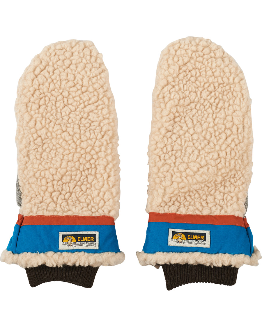 Herr | Elmer by Swany Miyo Wool Teddy Mittens Beige/Blue | Elmer by Swany | Miyo Wool Teddy Mittens Beige/Blue