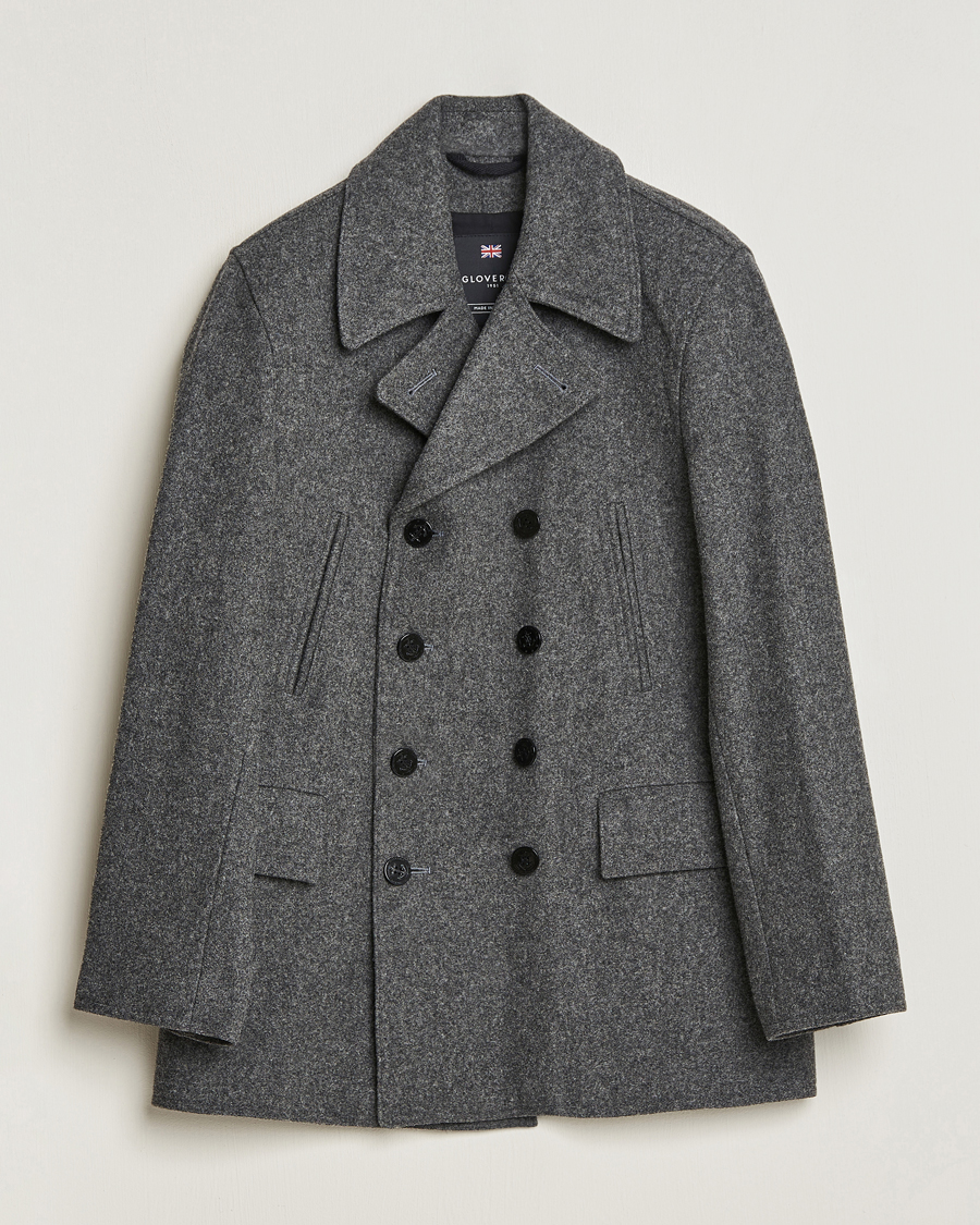 Herr | Jackor | Gloverall | Churchill Reefer Peacoat Grey
