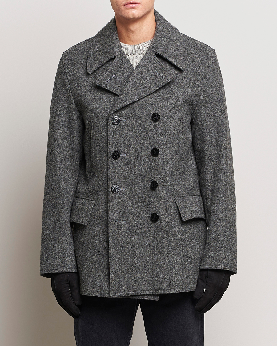 Herr | Dressade jackor | Gloverall | Churchill Reefer Peacoat Grey