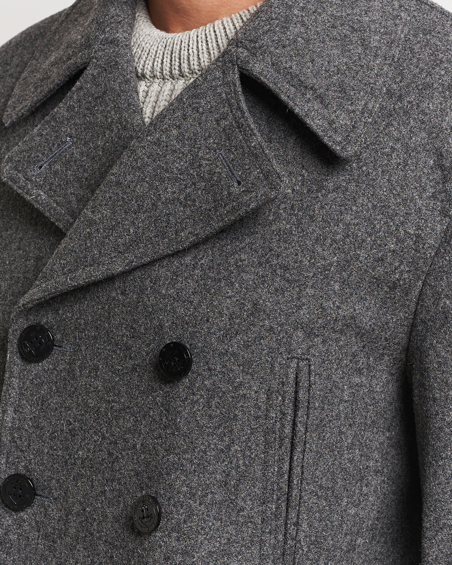 Herr | Jackor | Gloverall | Churchill Reefer Peacoat Grey