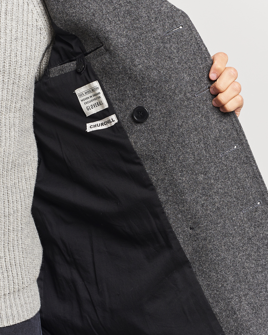 Herr | Jackor | Gloverall | Churchill Reefer Peacoat Grey