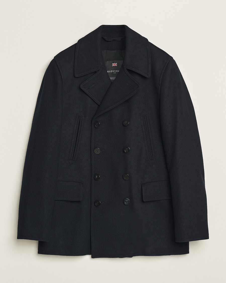 Herr | Jackor | Gloverall | Churchill Reefer Peacoat Navy