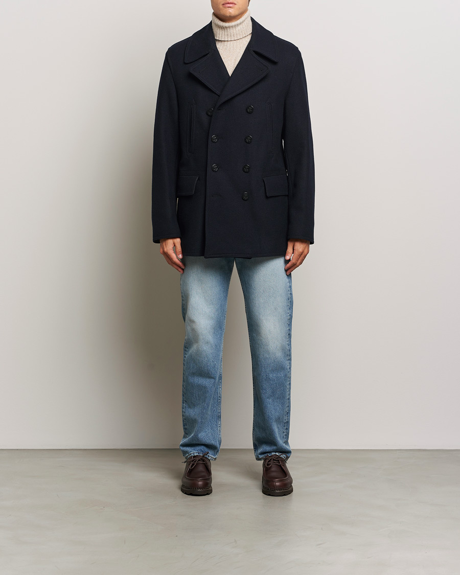 Herr | Jackor | Gloverall | Churchill Reefer Peacoat Navy