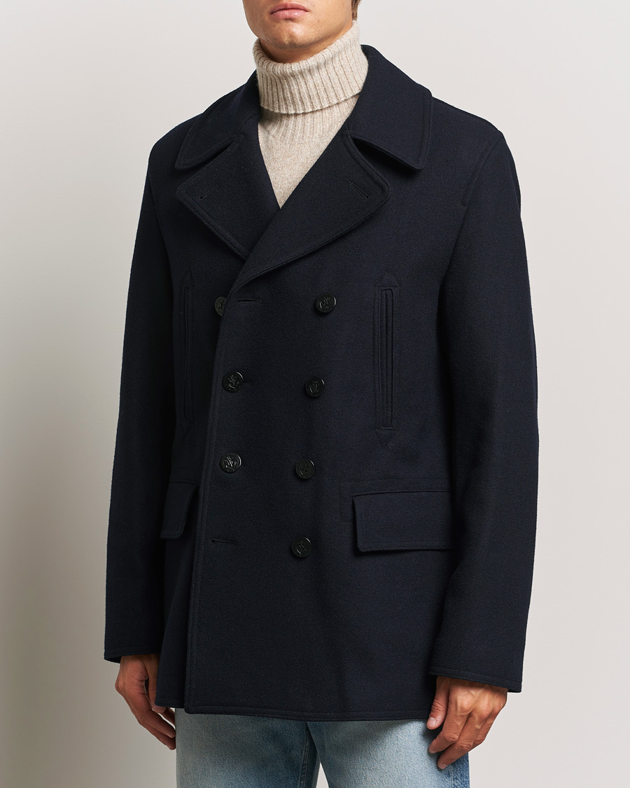 Herr | Jackor | Gloverall | Churchill Reefer Peacoat Navy
