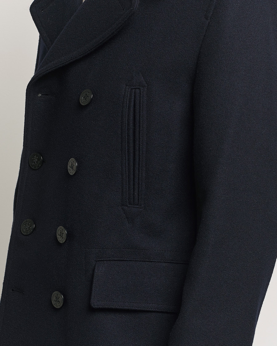 Herr | Jackor | Gloverall | Churchill Reefer Peacoat Navy