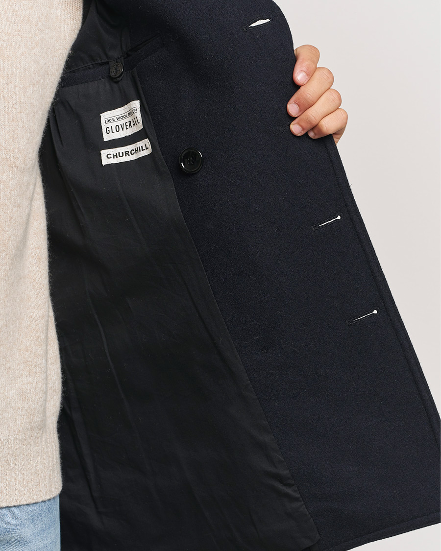 Herr | Jackor | Gloverall | Churchill Reefer Peacoat Navy