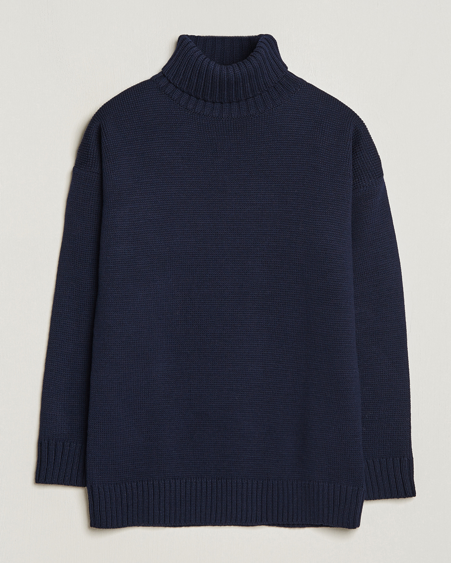 Herr | Tröjor | Gloverall | Submariner Chunky Wool Roll Neck Navy