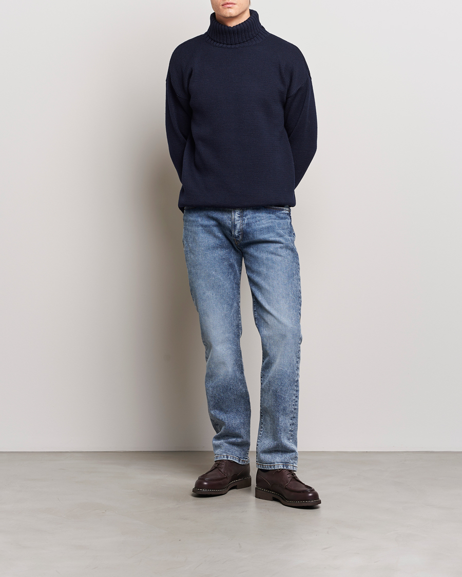 Herr | Tröjor | Gloverall | Submariner Chunky Wool Roll Neck Navy