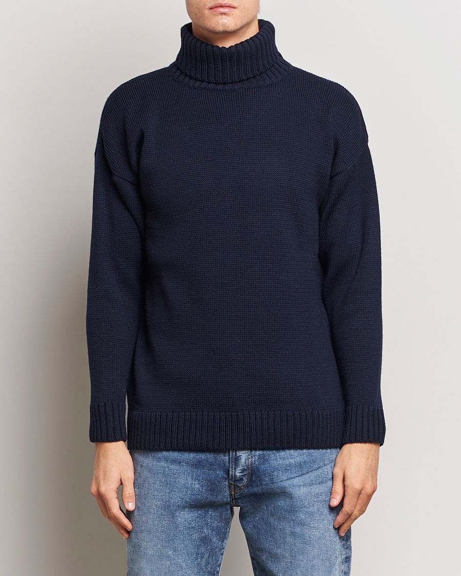 Herr |  | Gloverall | Submariner Chunky Wool Roll Neck Navy