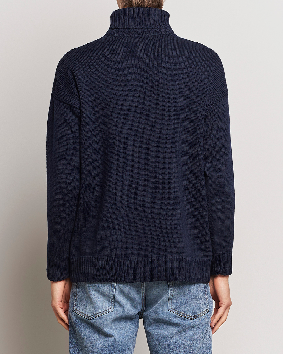 Herr | Tröjor | Gloverall | Submariner Chunky Wool Roll Neck Navy