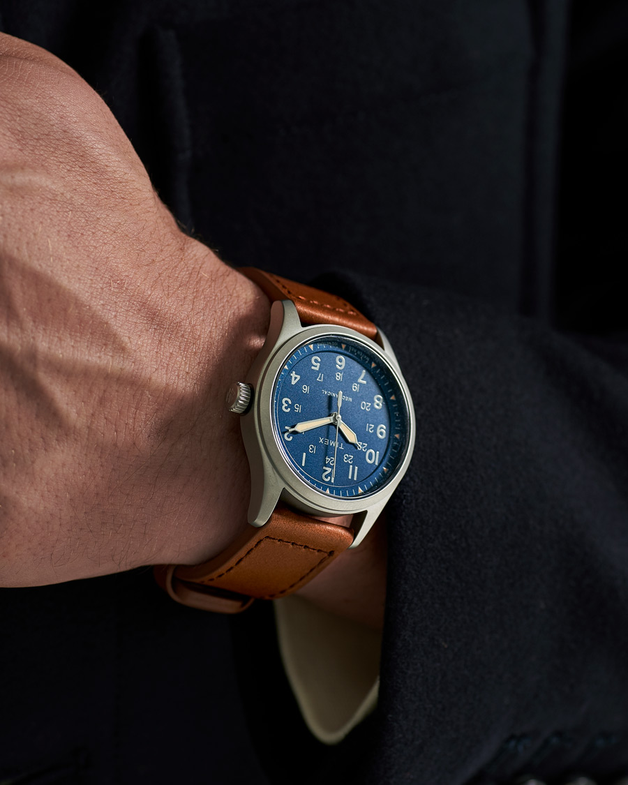 Herr | Läderarmband | Timex | Field Post Mechanical Watch 38mm Blue Dial