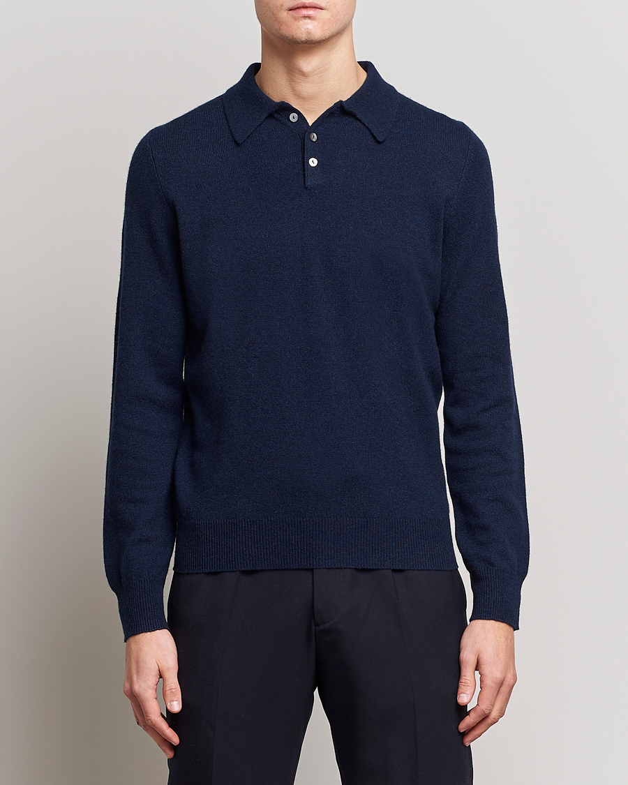 Herr |  | People's Republic of Cashmere | Cashmere Long Sleeve Polo Navy
