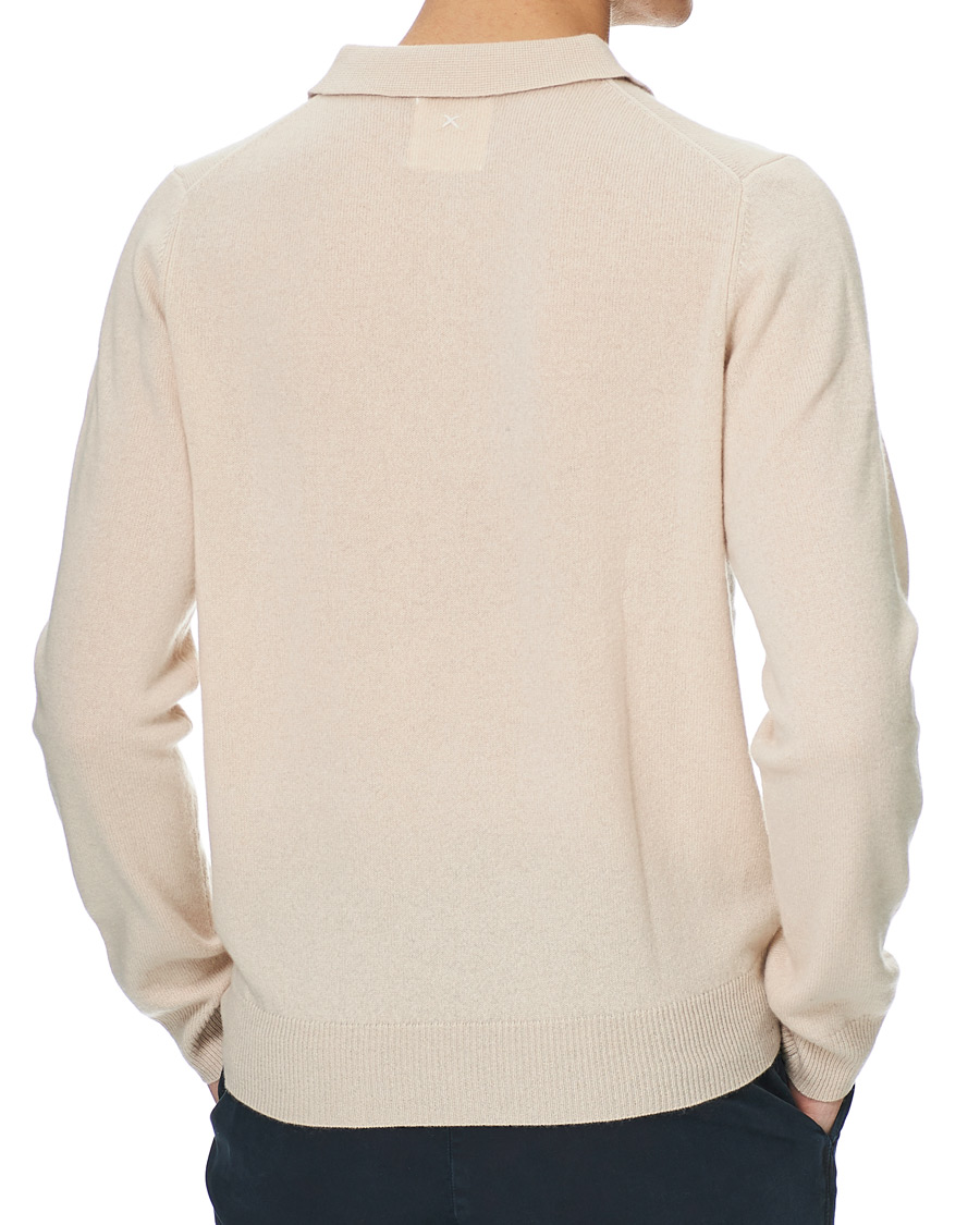 Herr | Tröjor | People's Republic of Cashmere | Cashmere Long Sleeve Polo Cream