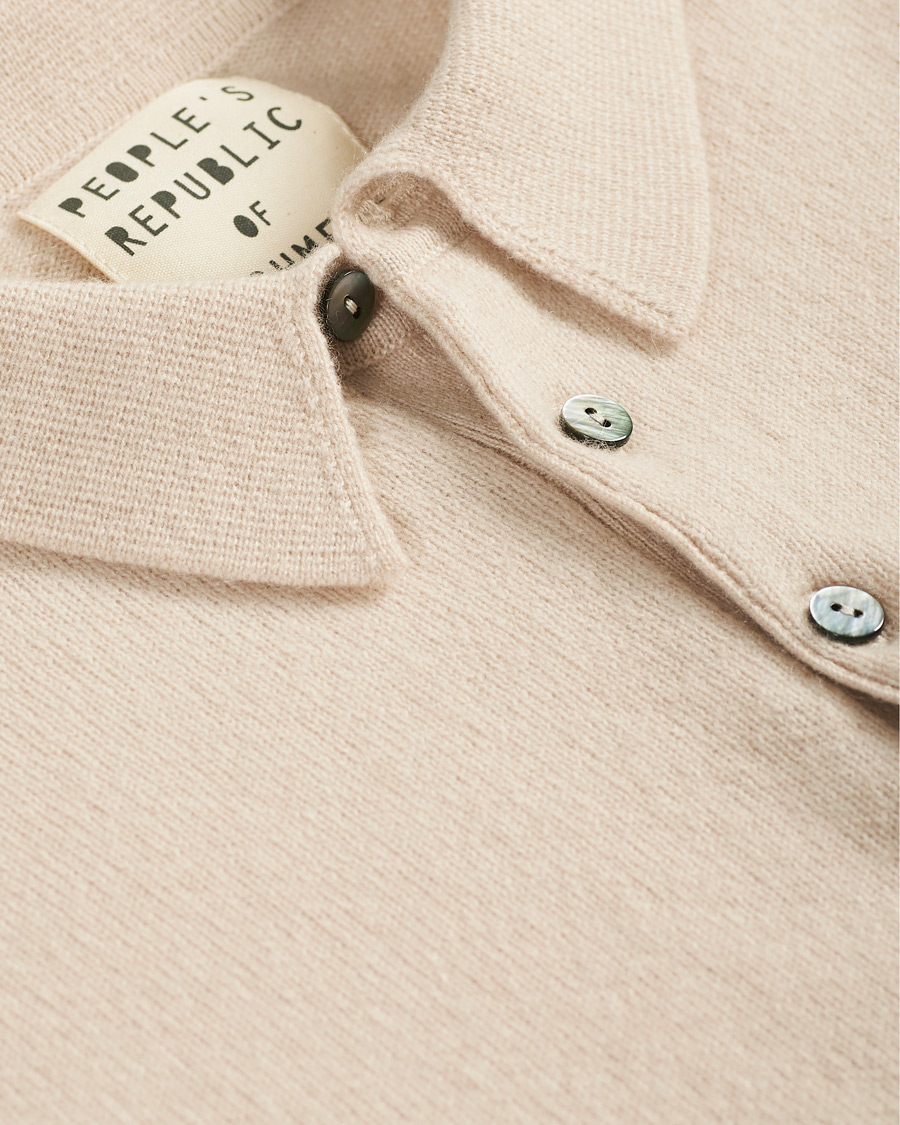 Herr | Tröjor | People's Republic of Cashmere | Cashmere Long Sleeve Polo Cream