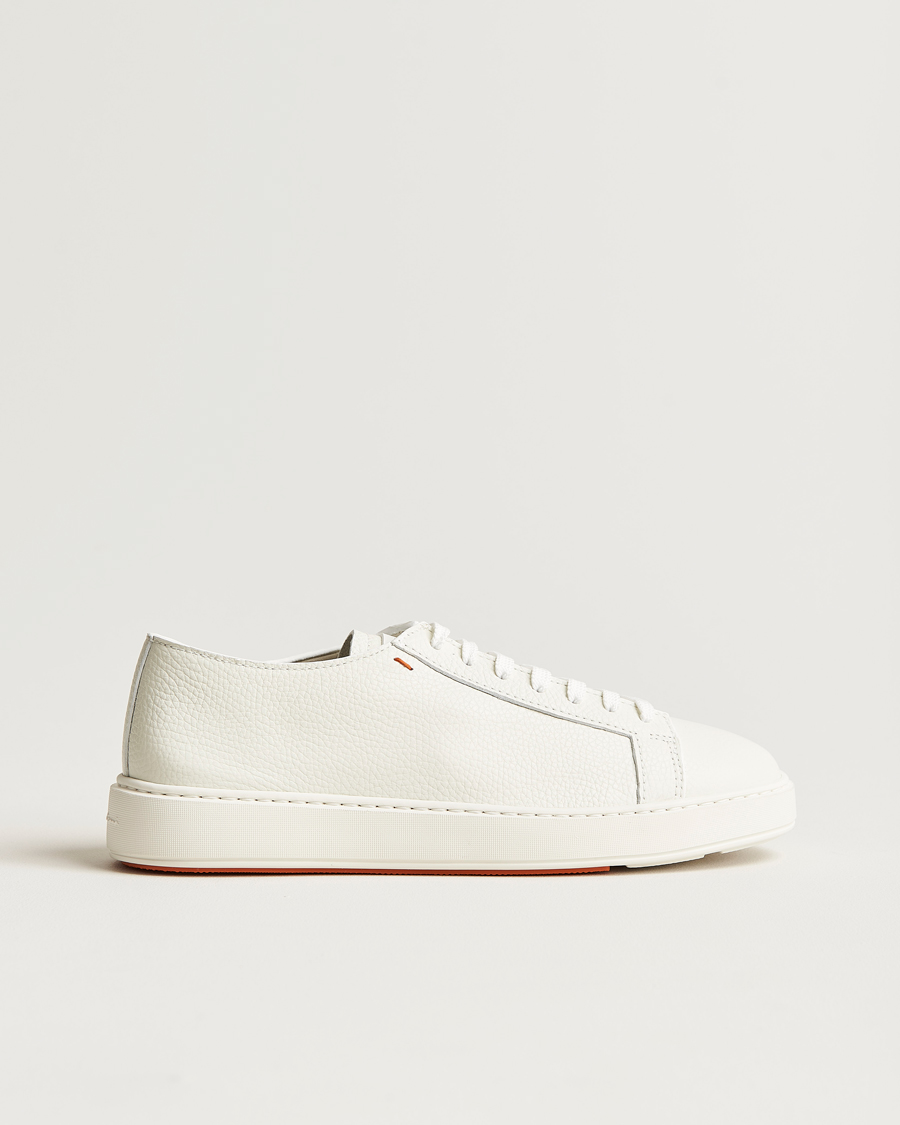 Herr | Sneakers | Santoni | Low Top Grain Leather Sneaker White Calf