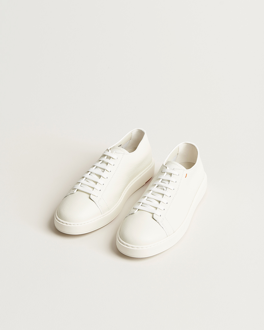 Herr | Italian Department | Santoni | Low Top Grain Leather Sneaker White Calf