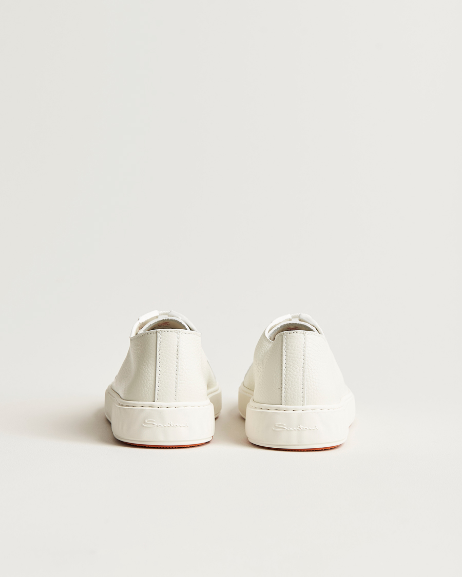 Herr | Sneakers | Santoni | Low Top Grain Leather Sneaker White Calf