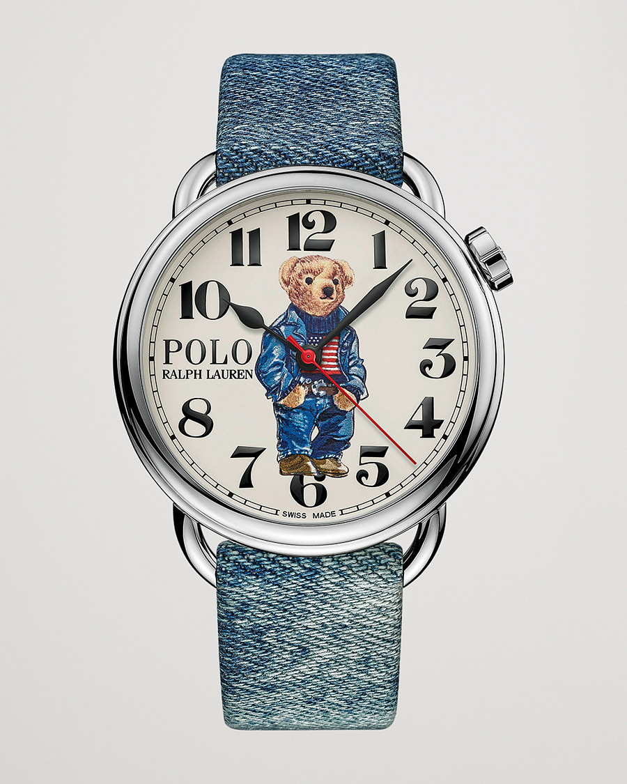 Herr | Polo Ralph Lauren 42mm Automatic Denim Flag Bear Steel With White Dial | Polo Ralph Lauren | 42mm Automatic Denim Flag Bear Steel With White Dial