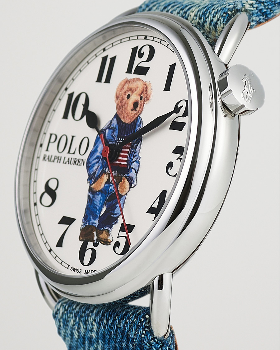 Herr | Polo Ralph Lauren 42mm Automatic Denim Flag Bear Steel With White Dial | Polo Ralph Lauren | 42mm Automatic Denim Flag Bear Steel With White Dial