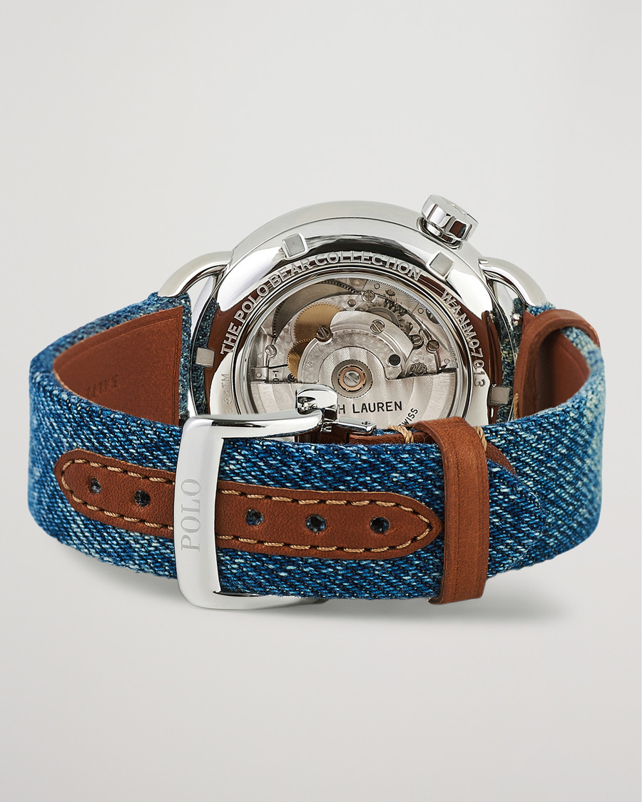 Herr | Polo Ralph Lauren 42mm Automatic Denim Flag Bear Steel With White Dial | Polo Ralph Lauren | 42mm Automatic Denim Flag Bear Steel With White Dial